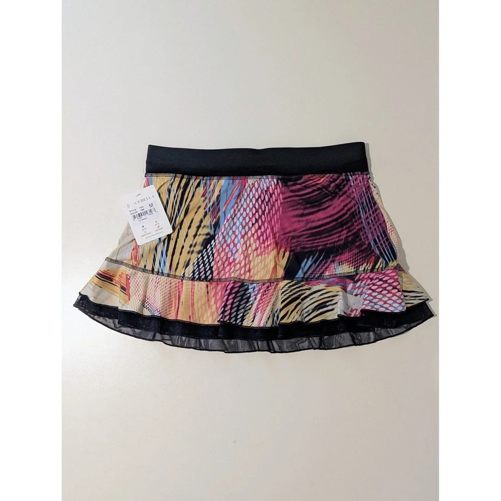 Sofibella NWT Tennis Skort Colorful Abstract Print Mesh Ruffle Size M